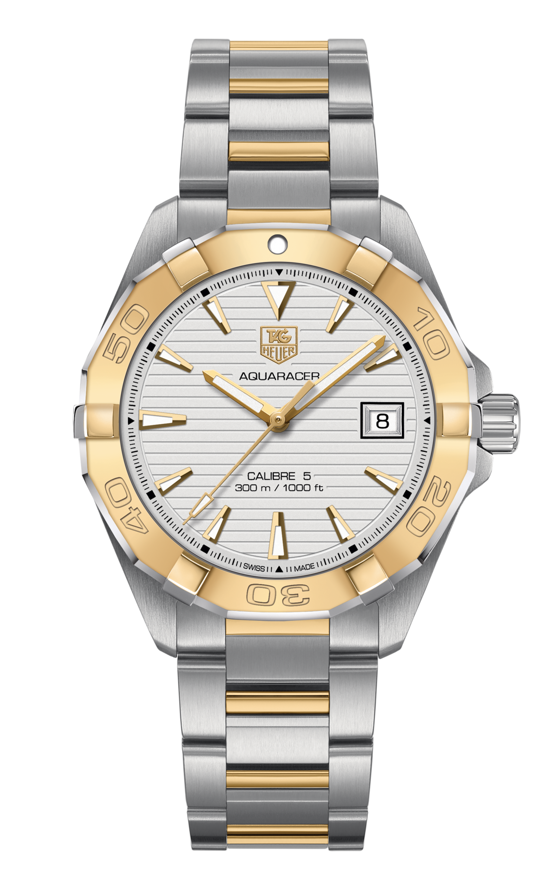 Tag Heuer Aquaracer Automatic White Dial Two Tone Steel Strap