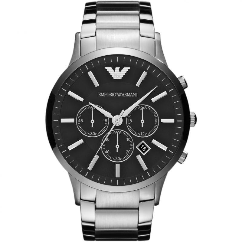 Emporio Armani AR2460 Silber Schwarz Chronograph Uhr Watchlyx