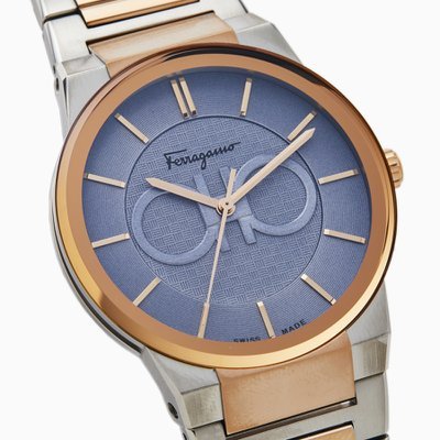 Salvatore Ferragamo Contemporary Sapphire Blue Dial Two Tone Steel Strap Watch for Men - SFHP007-20