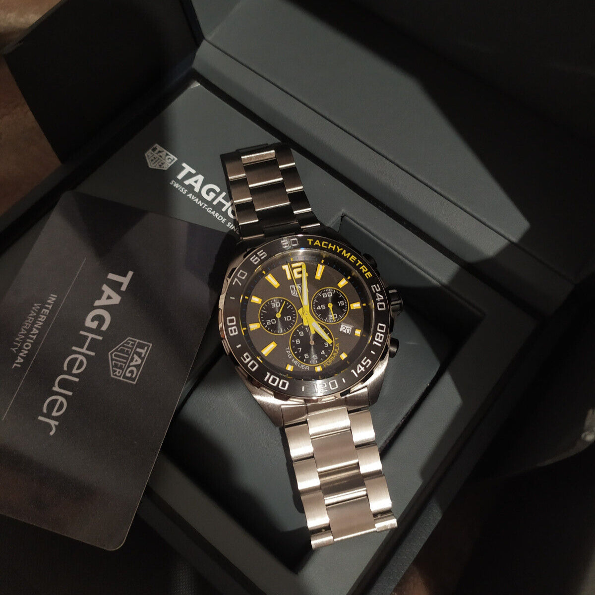 Tag Heuer Formula 1 Chronograph Grey Dial Silver Steel Strap Watch for Men - CAZ101AG.BA0842