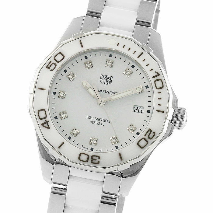Tag Heuer Aquaracer Diamonds White Dial Two Tone Steel Strap Watch for Women - WAY131D.BA0914