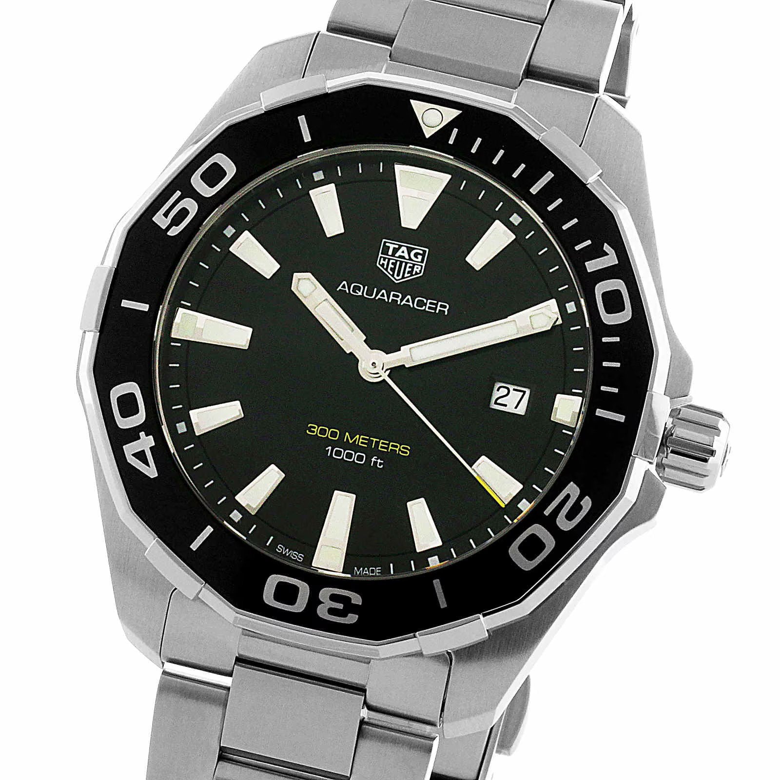 TAG Heuer Aquaracer Quartz Black Dial Stainless Steel Men's Watch - WAY101A.BA0746