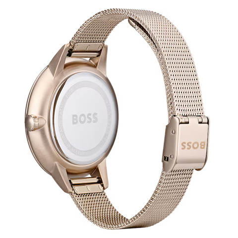 Orologio da donna Hugo Boss Symphony in maglia di acciaio inossidabile color oro rosa 1502423