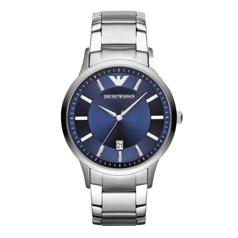 Emporio Armani Men's AR11180 Silver-Tone Stainless Steel Watch with Blue Dial