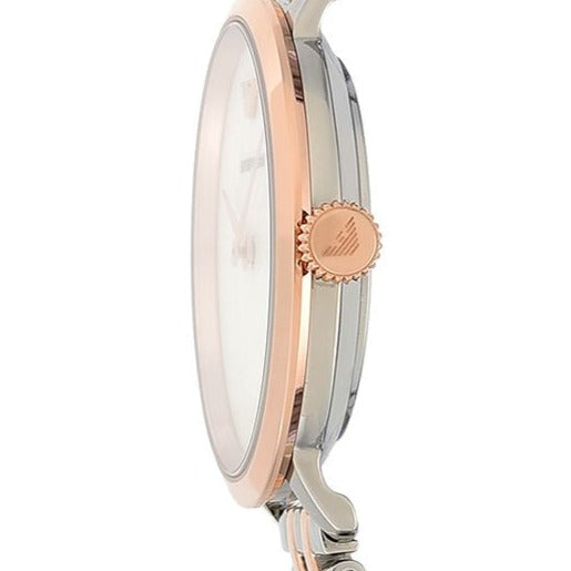Emporio Armani Modern Slim Analog Mother of Pearl Dial Two Tone Steel Strap Watch For Women - AR11157