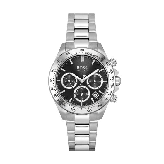 Hugo Boss Herren-Chronograph 1502614, Edelstahl, schwarzes Zifferblatt