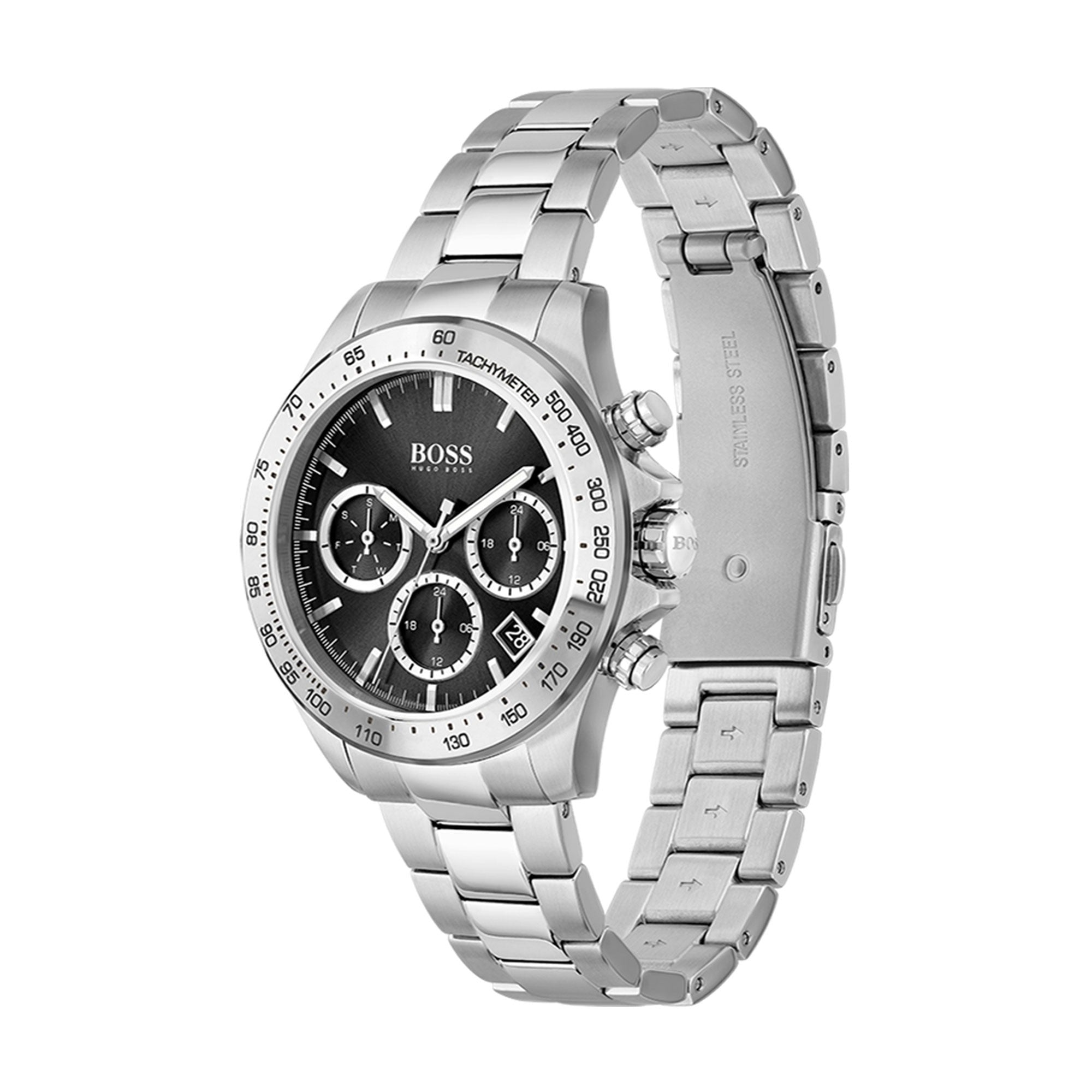 Hugo Boss Herren-Chronograph 1502614, Edelstahl, schwarzes Zifferblatt