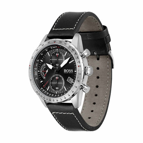 Hugo Boss Herren-Chronograph 1513853, Pilot Edition, mit schwarzem Lederarmband