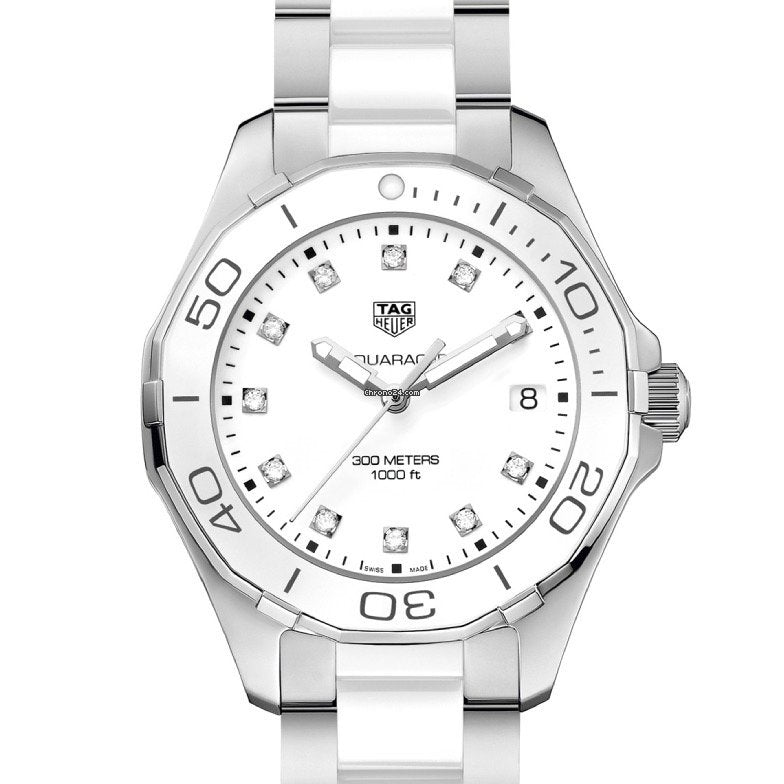 Tag Heuer Aquaracer Diamonds White Dial Two Tone Steel Strap Watch for Women - WAY131D.BA0914