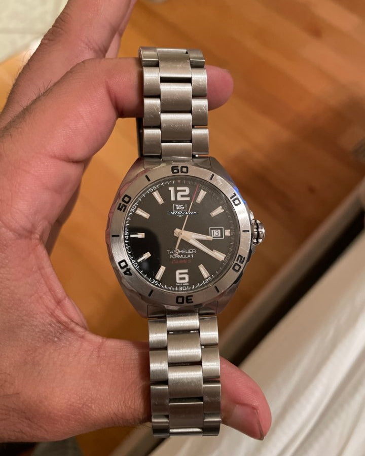 Tag Heuer Formula Automatic Black Dial Silver Steel Strap Watch