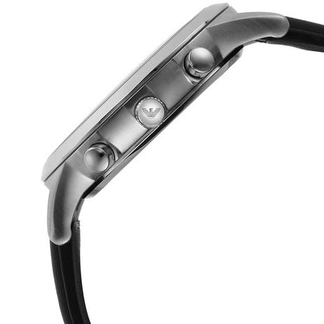 Emporio Armani Giovanni Chronograph Black Dial Black Leather Strap Watch For Men - AR11431