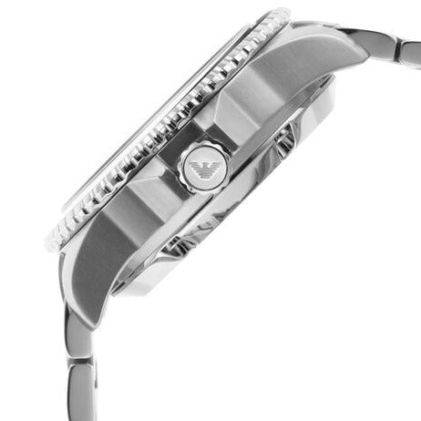 Emporio Armani Diver Automatic Green Dial Silver Steel Strap Watch For Men - AR60061