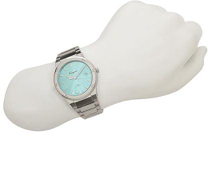 Salvatore Ferragamo F-80 Classic Tiffany Blue Dial Silver Steel Strap Watch for Men - SFDT02323