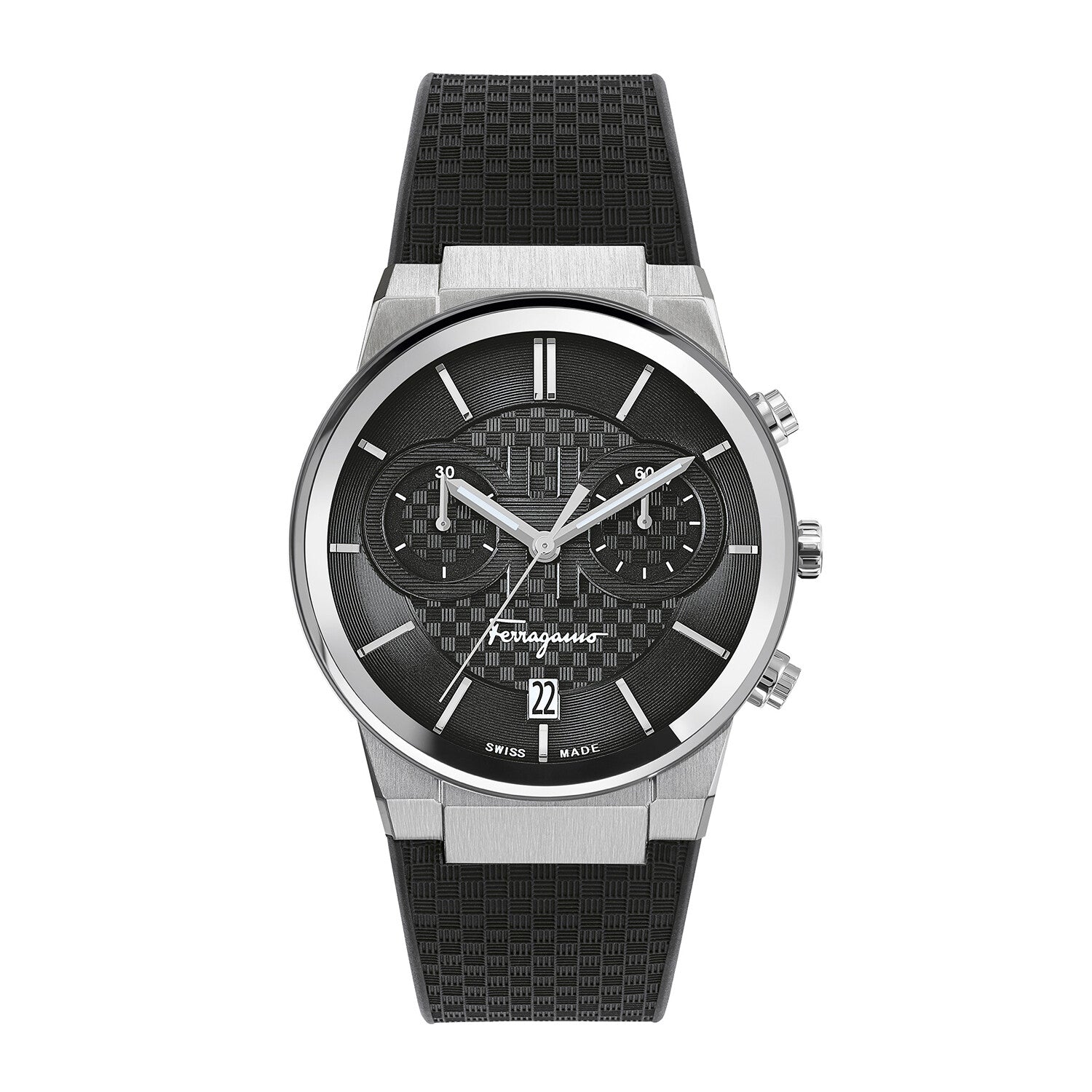 Salvatore Ferragamo Sapphire Chronograph Black Dial Black Silicone Strap Watch for Men - SFME00121