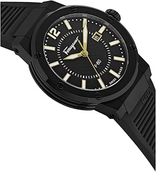 Salvatore Ferragamo F-80 Quartz Black Dial Black Rubber Strap Watch for Men - SFHY01622