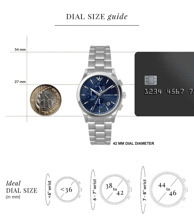 Emporio Armani Chronograph Blue Dial Silver Steel Strap Watch For Men - AR11528