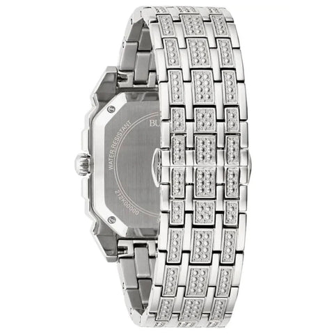 Bulova Crystal Men's Silver Watch 96A285