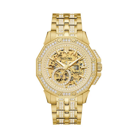 Bulova – 98A292 – Goldene Herrenuhr mit Kristallen