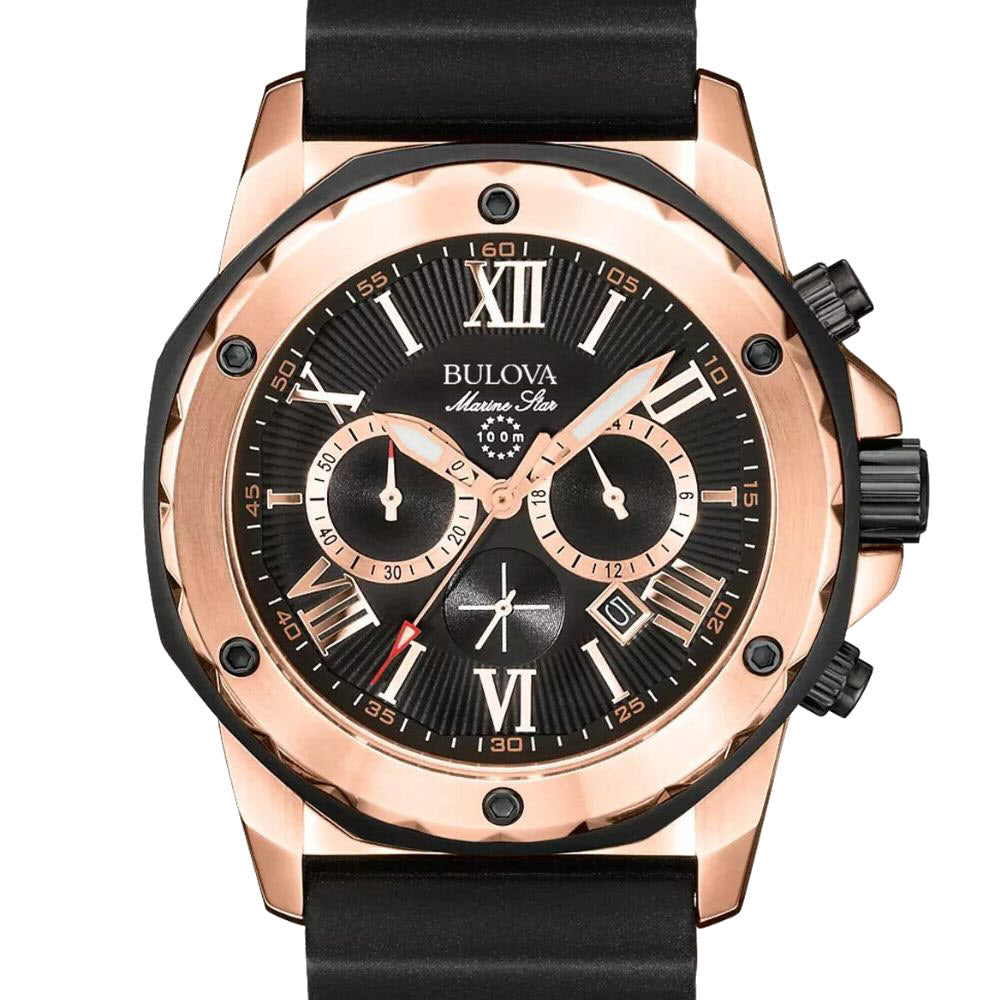 Bulova Marine Star Chronograph Schwarzes Zifferblatt Schwarzes