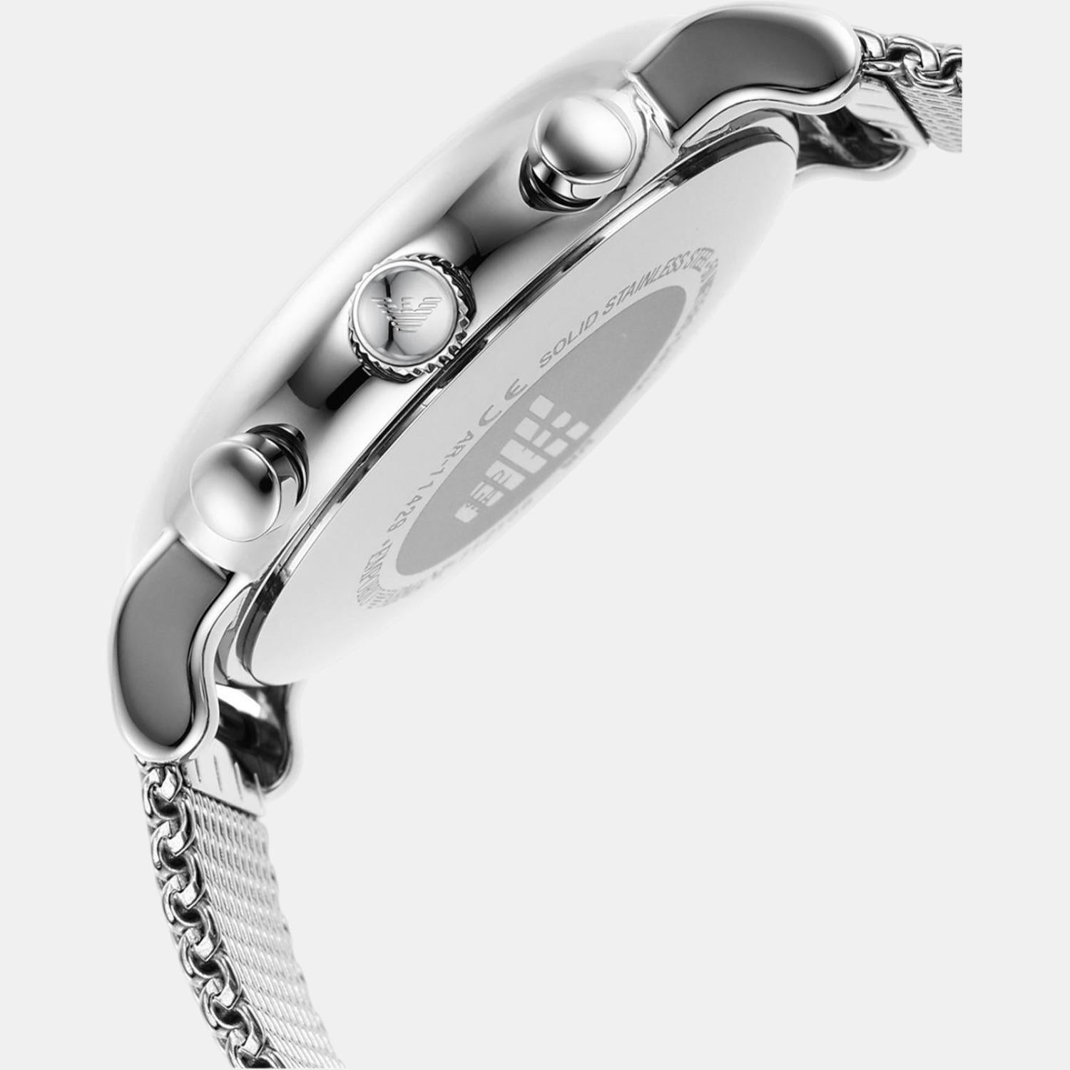 Emporio Armani Luigi Chronograph Quartz Black Dial Silver Mesh Bracelet Watch For Men - AR11429