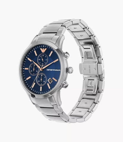 Emporio Armani Men's AR11458 Rose Gold-Tone Stainless Steel and Blue Leather Watch