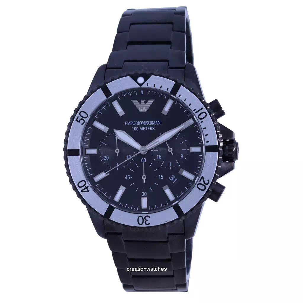 Emporio Armani Men's AR80050 Black Ion-Plated Stainless Steel Chronograph Watch