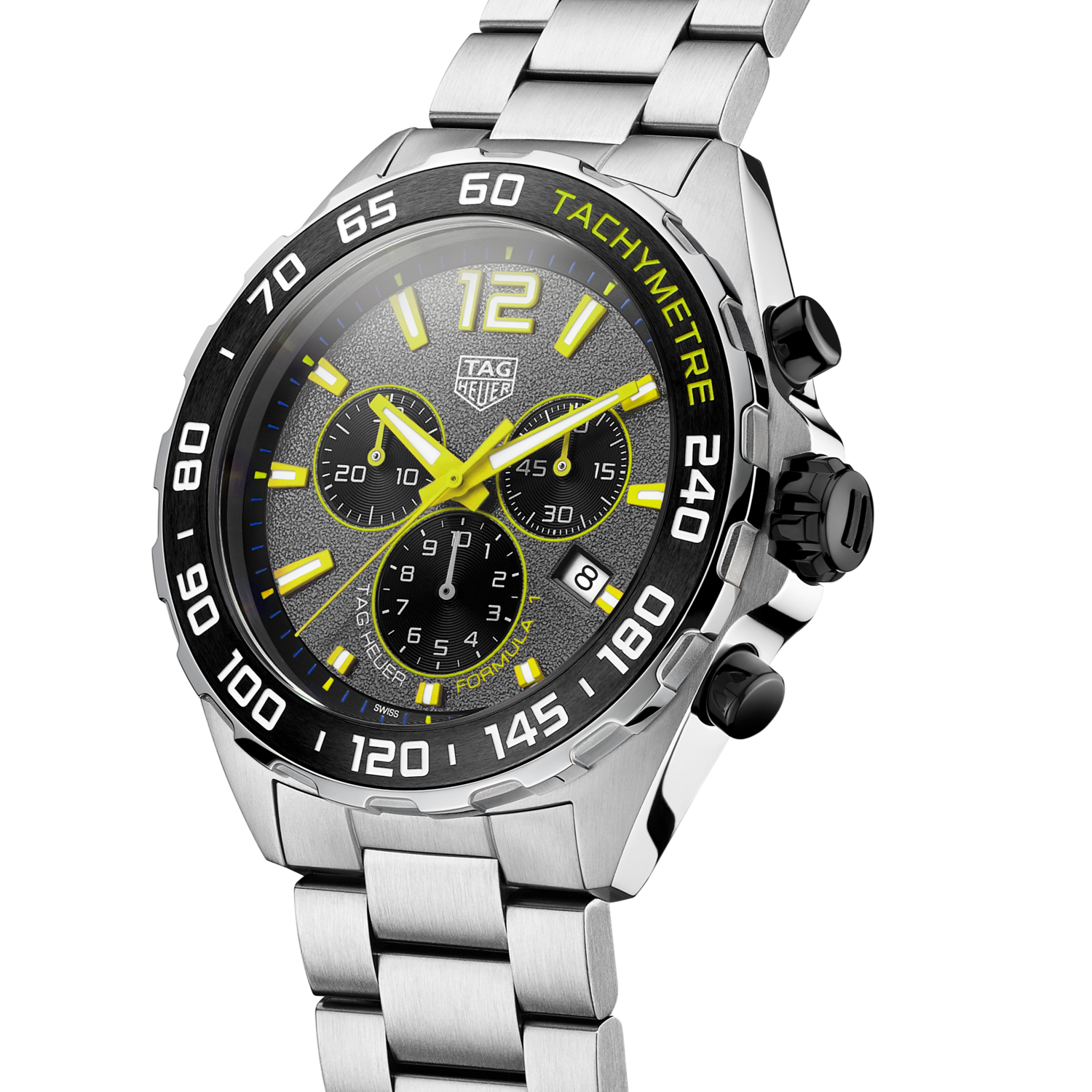 Tag Heuer Formula 1 Chronograph Grey Dial Silver Steel Strap Watch for Men - CAZ101AG.BA0842
