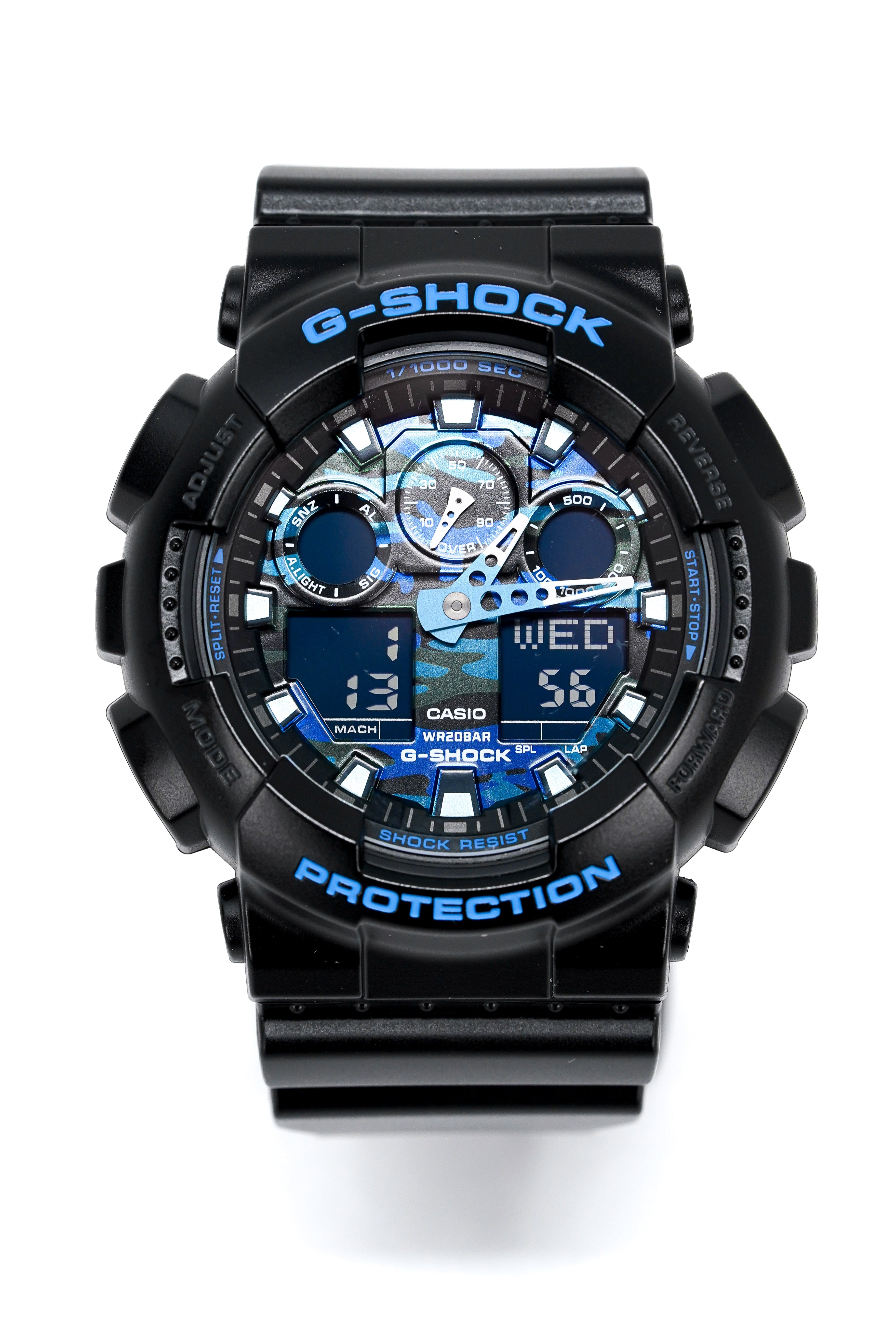 Casio G-Shock Watch Men's Blue Camo GA-100CB-1ADR