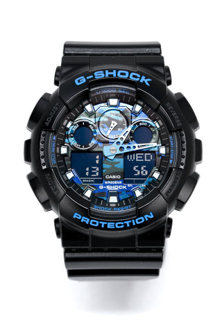 Orologio Casio G-Shock da uomo blu mimetico GA-100CB-1ADR 