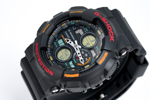 Casio G-Shock Herren-Armbanduhr im 90er-Jahre-Stil, Stereo, Schwarz, GA-140-1A4DR 