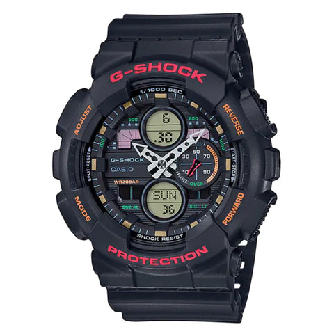 Casio G-Shock Herren-Armbanduhr im 90er-Jahre-Stil, Stereo, Schwarz, GA-140-1A4DR 