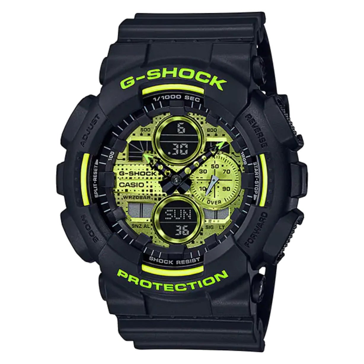 Orologio Casio G-Shock da uomo giallo neon/nero GA-140DC-1ADR 