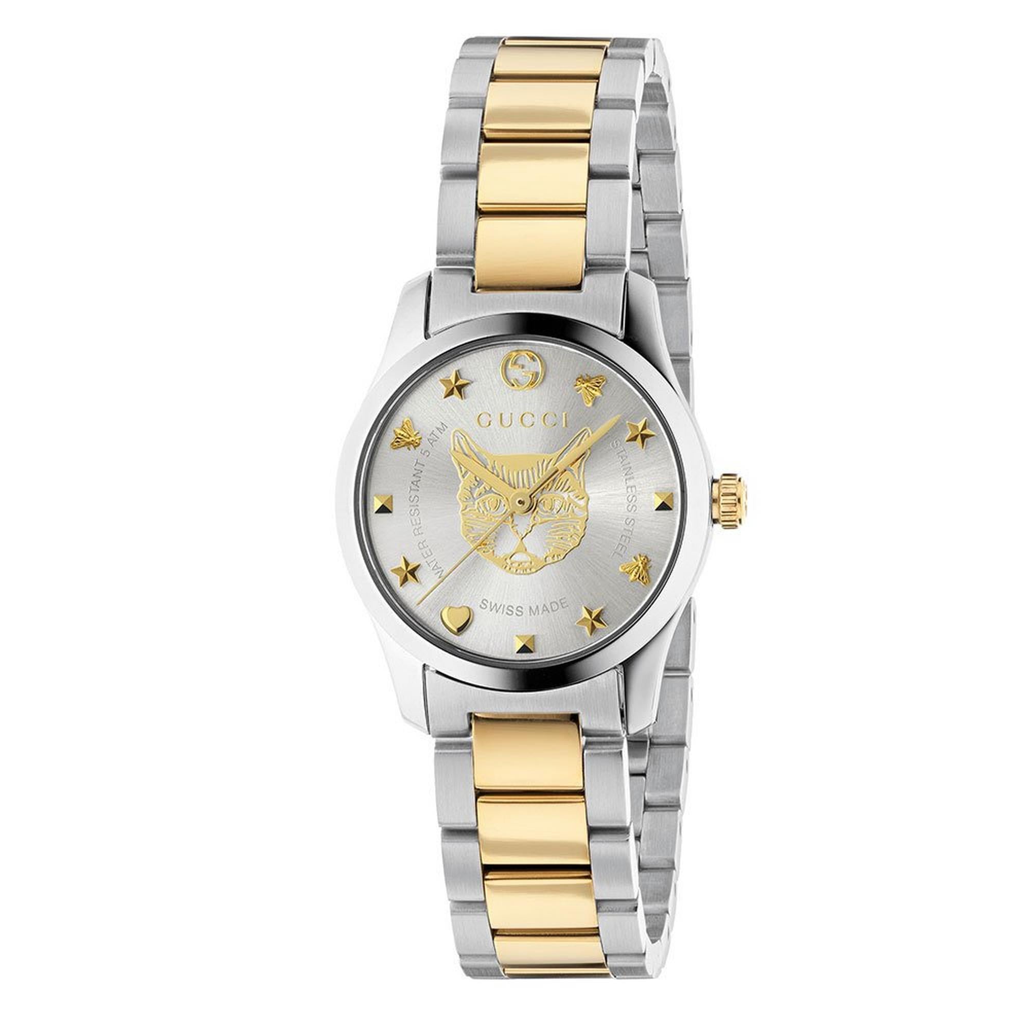 Gucci G-Timeless Mystic Cat Steel and Gold PVD Ladies Watch - YA126596