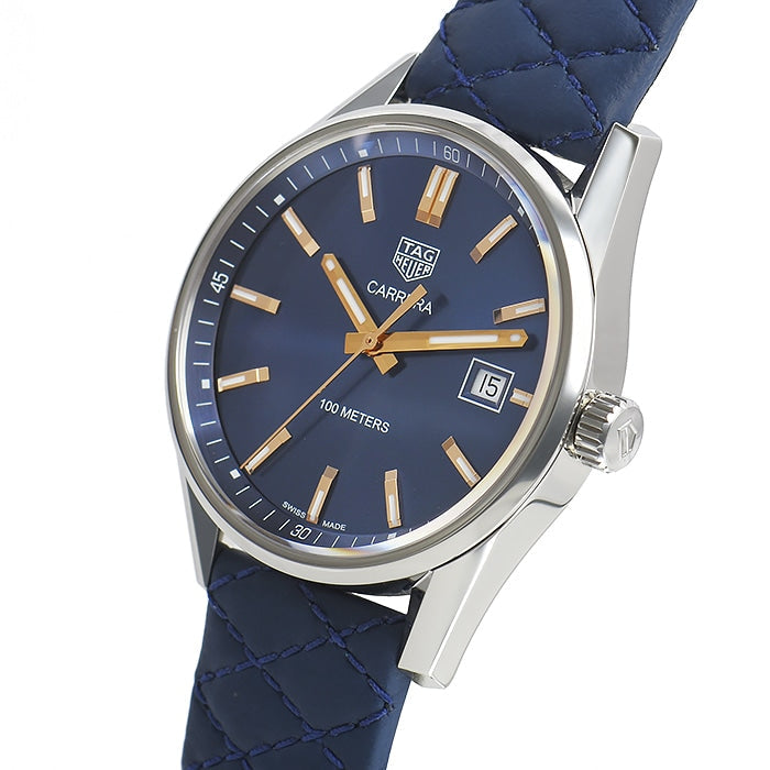 Tag Heuer Carrera Quartz Blue Dial Blue Calfskin Leather Strap