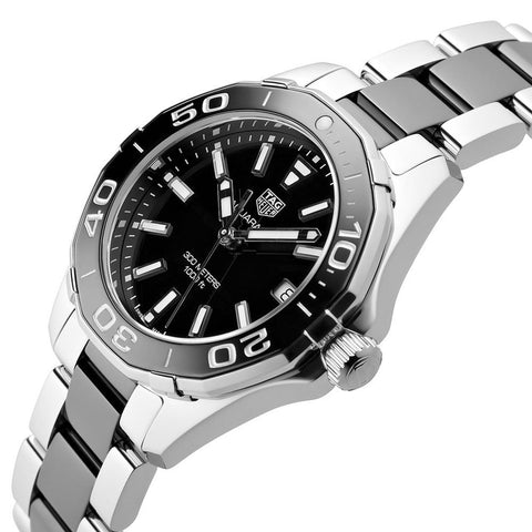 TAG Heuer Aquaracer Damenuhr aus Edelstahl und schwarzer Keramik 