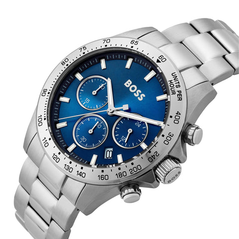 Hugo Boss Herren-Armbanduhr „Hero Chronograph“ aus blauem Edelstahl 1513755