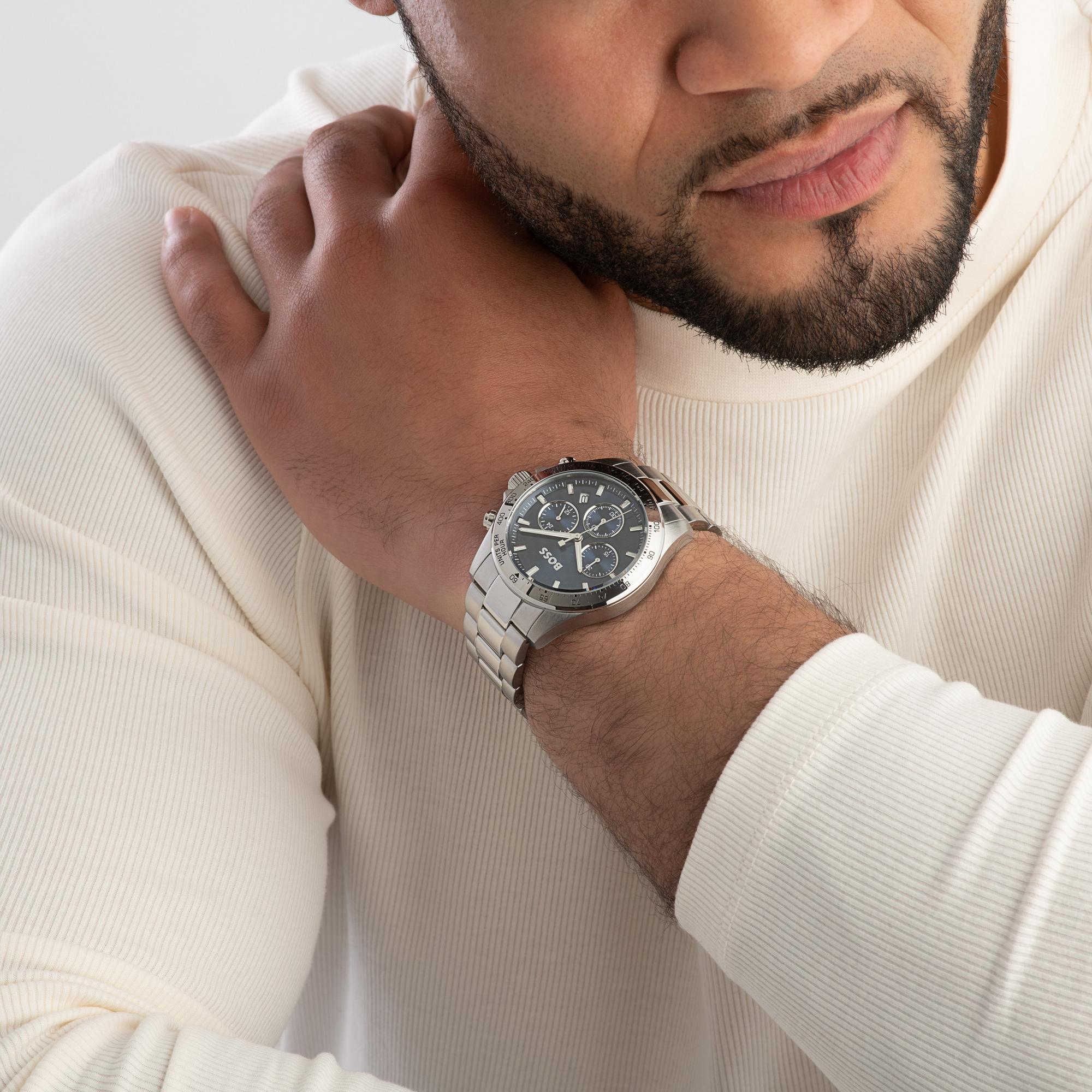 Hugo Boss Herrenuhr HB1513755 Hero Chronograph Blau aus Edelstahl