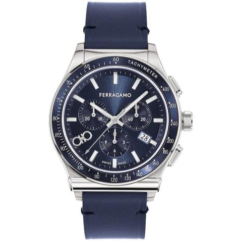 Salvatore Ferragamo 1927 Chrono Analog Navy Blue Dial Navy Blue Leather Strap Watch for Men - SFKZ00223