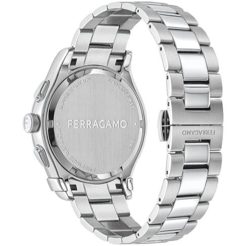 Salvatore Ferragamo 1927 Chrono Green Dial Silver Steel Strap Watch for Men - SFKZ00423