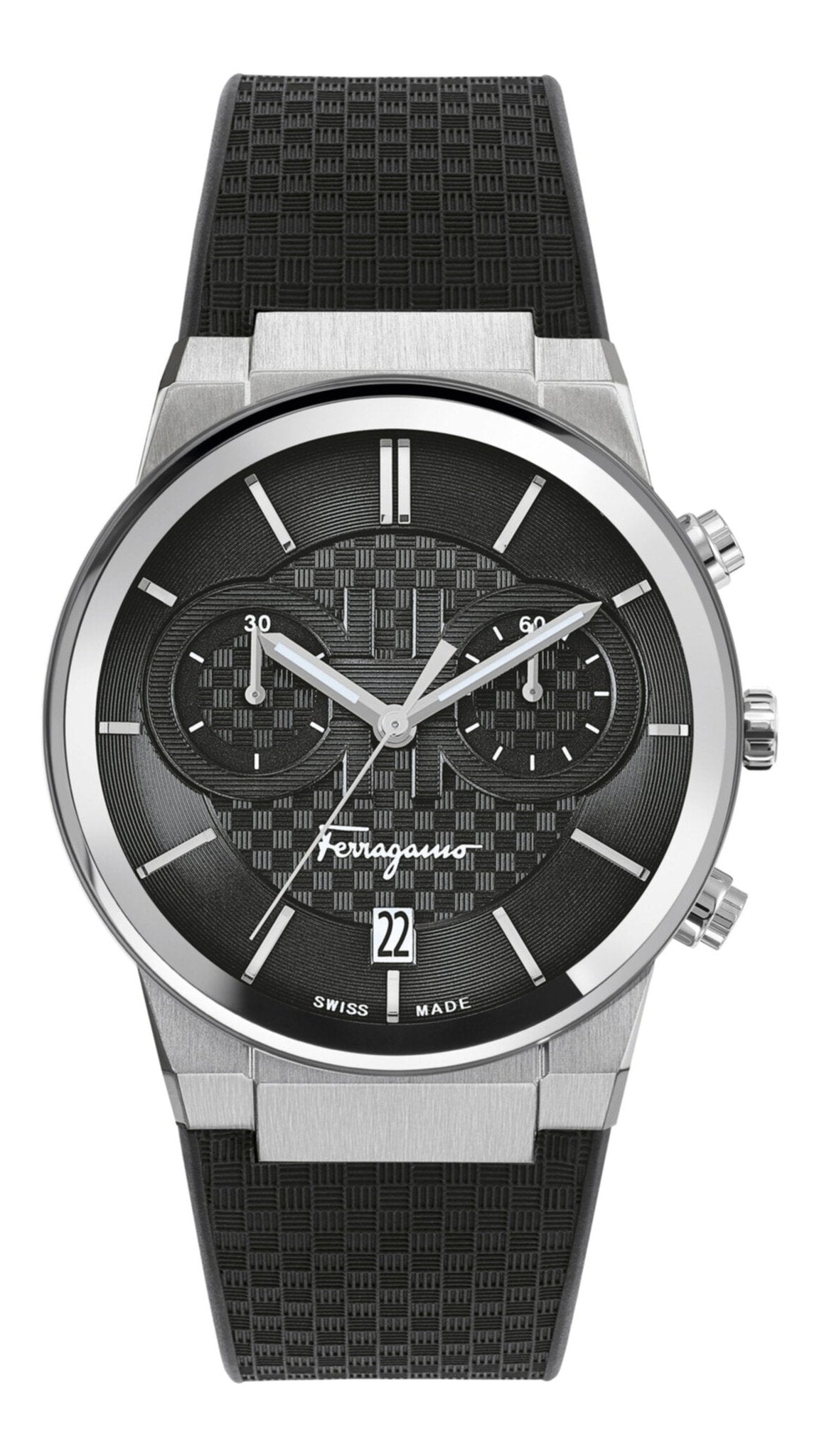 Salvatore Ferragamo Sapphire Chronograph Black Dial Black Silicone Strap Watch for Men - SFME00121