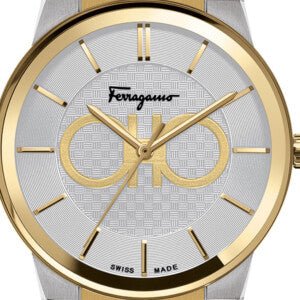 Salvatore Ferragamo Sapphire Silver Dial Two Tone Steel Strap Watch for Men - SFHP00520