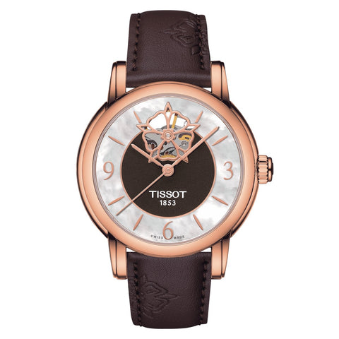 Orologio automatico da donna Tissot Heart Flower 35mm Powermatic 80 marrone T0502073711704