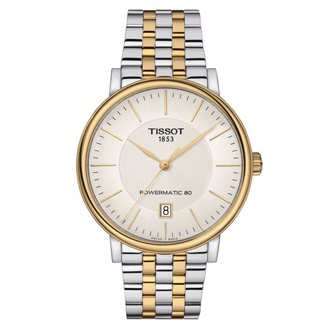 Tissot Men's Watch Carson Auto Powermatic 80 Premium 40mm Silver Gold T1224072203100