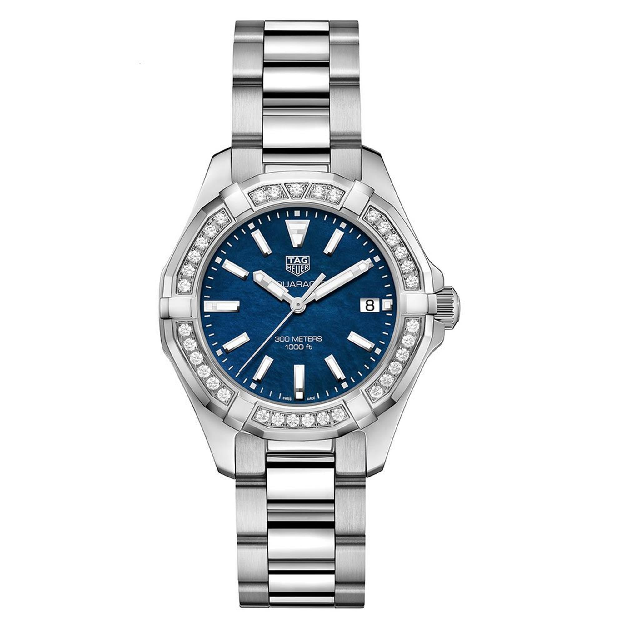 TAG Heuer Aquaracer WAY131N.BA0748 Ladies' Blue Mother-of-Pearl Dial Diamond Bezel Diver Watch