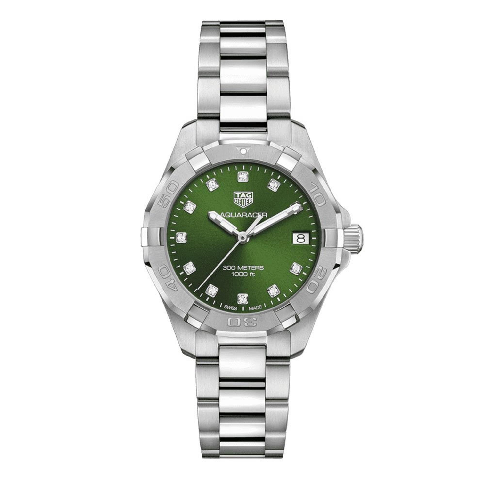 TAG Heuer Aquaracer WBD1316.BA0740 Ladies' Green Dial Diamond Diver Watch in Stainless Steel