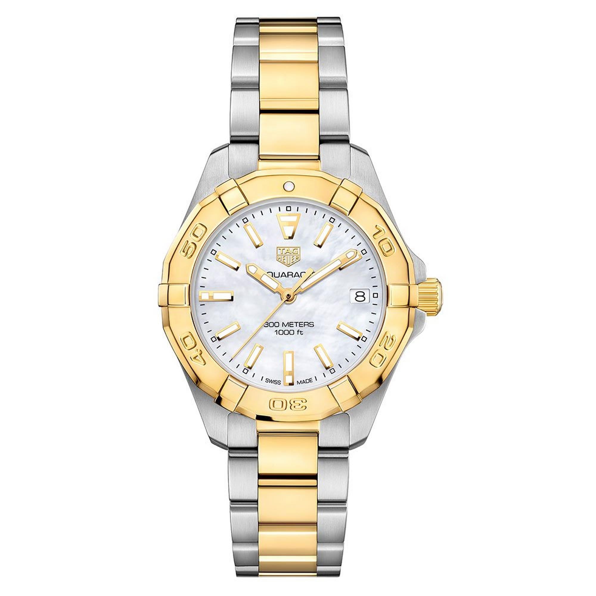 TAG Heuer Aquaracer WBD1320.BB0320 Ladies' Two-Tone Gold Plated Stainless Steel Mother-of-Pearl Dial Diver Watch