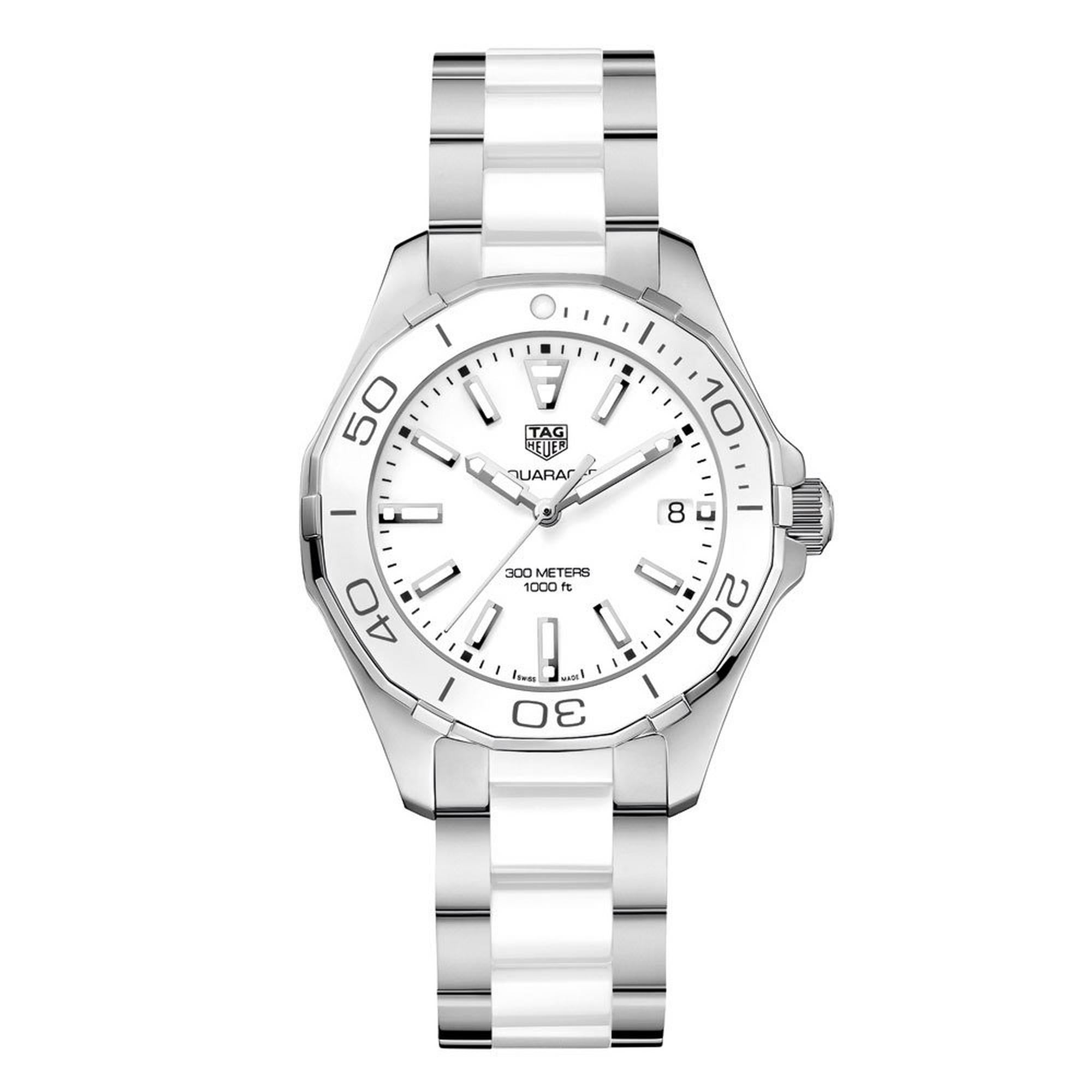 TAG Heuer Aquaracer Stainless Steel And White Ceramic Ladies Watch