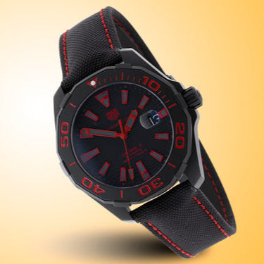 Tag Heuer Aquaracer Caliber 5 Black Dial Black Nylon Strap Watch for Men - WAY208A.FC6381