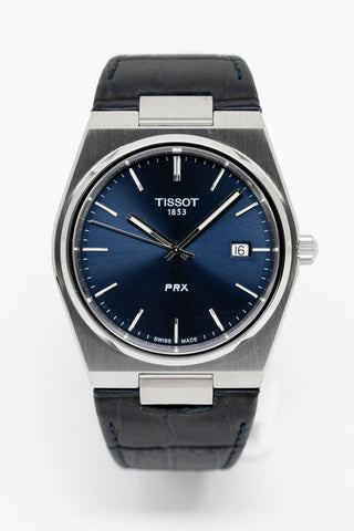 Tissot Herrenuhr PRX Blau Leder T1374101604100