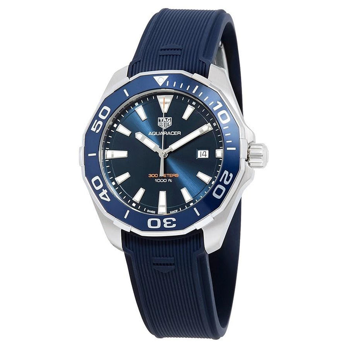 Tag Heuer Aquaracer Quartz Blue Dial Blue Rubber Strap Watch for